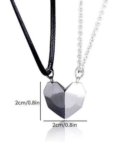 2 Pcs Matching Necklace for Couples - Two Souls One Heart Pendant Magnetic Couples Necklace,Adjustable Rope Love Puzzle Neckl...