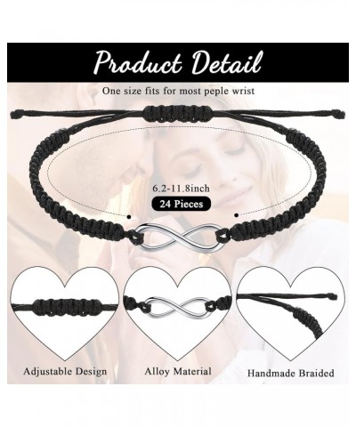 24 Pcs Adjustable Matching Couples Bracelets Black Rope Bracelets Handmade Braided Friendship Bracelets 8 Infinity $9.87 Brac...