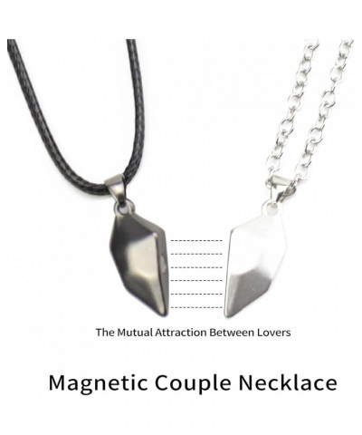 2 Pcs Matching Necklace for Couples - Two Souls One Heart Pendant Magnetic Couples Necklace,Adjustable Rope Love Puzzle Neckl...