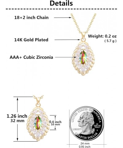 Oval Crystal Pendant Dangle Necklaces and Earrings Jewelry Sets for Women Glod Plated Apr-Diamond-14K Gold $17.07 Jewelry Sets