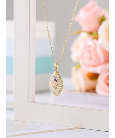 Oval Crystal Pendant Dangle Necklaces and Earrings Jewelry Sets for Women Glod Plated Apr-Diamond-14K Gold $17.07 Jewelry Sets