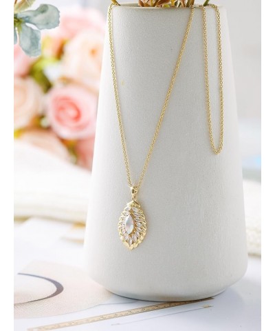 Oval Crystal Pendant Dangle Necklaces and Earrings Jewelry Sets for Women Glod Plated Apr-Diamond-14K Gold $17.07 Jewelry Sets