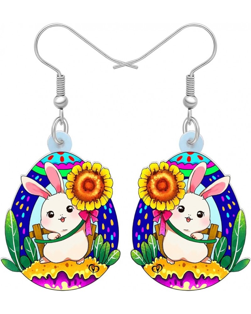 Acrylic Easter Bunny Rabbit Earrings Hare Dangle Drop Pet Jewelry For Women Girls Charm Gift Navy $5.76 Earrings