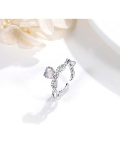 S925 Sterling Silver Heart Rings Celtic Crystal Breast Cancer Rings Adjustable Open Rings Promise Engagement Gifts Jewelry D-...