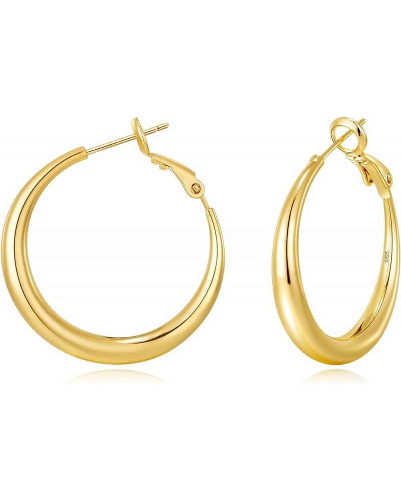 Gold Large Hoop Earrings for Women 925 Sterling Silver Hoop Earrings Hypoallergenic Lightweight 14K Real Gold Plated Big Circ...