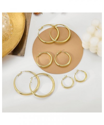 Gold Large Hoop Earrings for Women 925 Sterling Silver Hoop Earrings Hypoallergenic Lightweight 14K Real Gold Plated Big Circ...