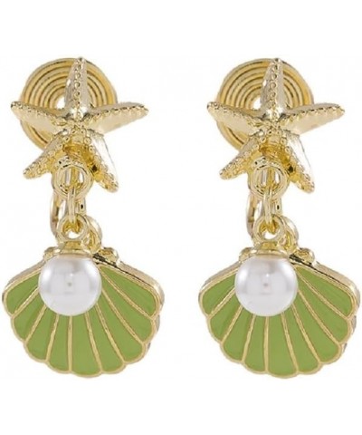 Green Shells Alloy Earrings for Women Girls, Hypoallergenic Earrings for Women, 1.2 * 2.5cm $9.49 Earrings