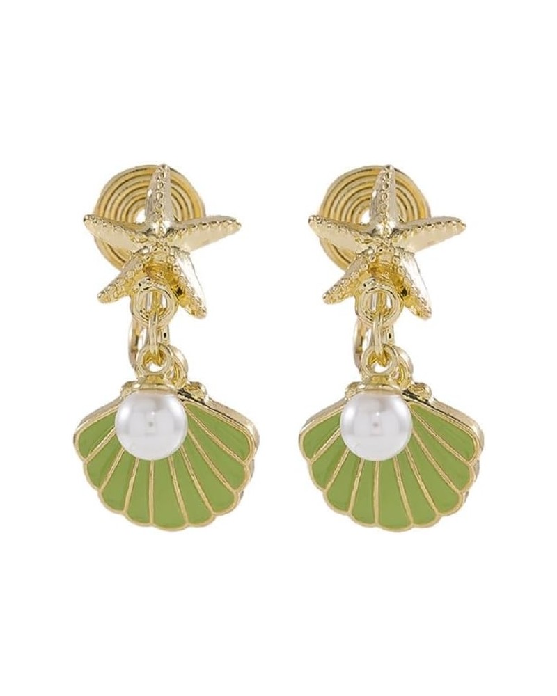 Green Shells Alloy Earrings for Women Girls, Hypoallergenic Earrings for Women, 1.2 * 2.5cm $9.49 Earrings