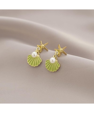 Green Shells Alloy Earrings for Women Girls, Hypoallergenic Earrings for Women, 1.2 * 2.5cm $9.49 Earrings