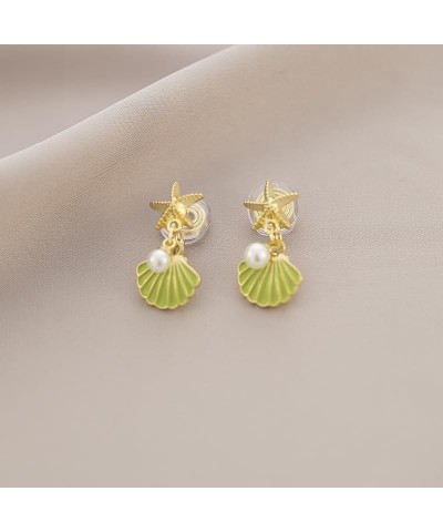 Green Shells Alloy Earrings for Women Girls, Hypoallergenic Earrings for Women, 1.2 * 2.5cm $9.49 Earrings