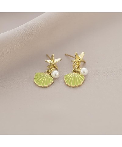 Green Shells Alloy Earrings for Women Girls, Hypoallergenic Earrings for Women, 1.2 * 2.5cm $9.49 Earrings