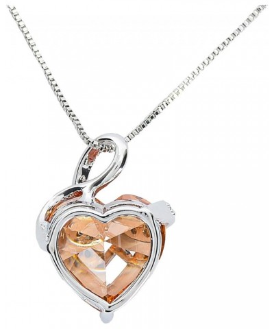 CHERUBIC Love Heart Pendant Necklace Shining Zircon Birthstone Jewelry Gifts For Women Girls 18''+2'' Orange $10.25 Necklaces