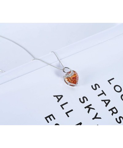 CHERUBIC Love Heart Pendant Necklace Shining Zircon Birthstone Jewelry Gifts For Women Girls 18''+2'' Orange $10.25 Necklaces