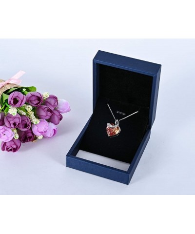 CHERUBIC Love Heart Pendant Necklace Shining Zircon Birthstone Jewelry Gifts For Women Girls 18''+2'' Orange $10.25 Necklaces