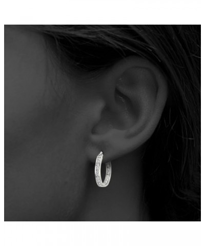 Cubic Zirconia Channel-Set 3/4 Inch Round Hoop Earrings, Available in Many Color Options Silver Flashed $16.23 Earrings