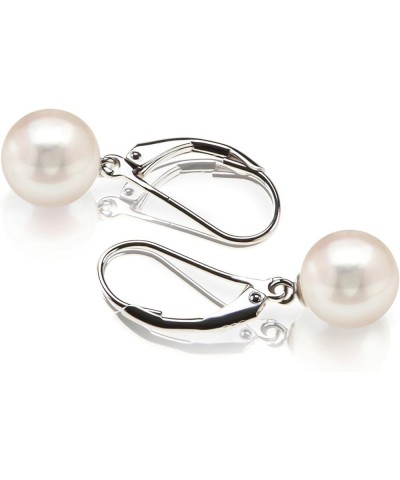 Sterling Silver Simulated Shell Pearl Earrings Leverback Dangle Studs 12mm $11.39 Earrings