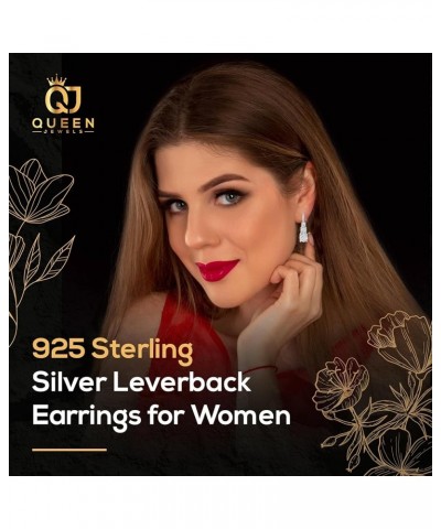 925 Sterling Silver Leverback Earrings for Women | 14k Gold Lightweight Dangling Earrings for Girls | Cubic Zirconia Drop and...