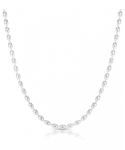 925 Sterling Silver Rice Bead Chain, Silver Oval Bead Chain Necklace, Silver Beaded Chain Necklace. 16 Inches 3MM $11.60 Neck...