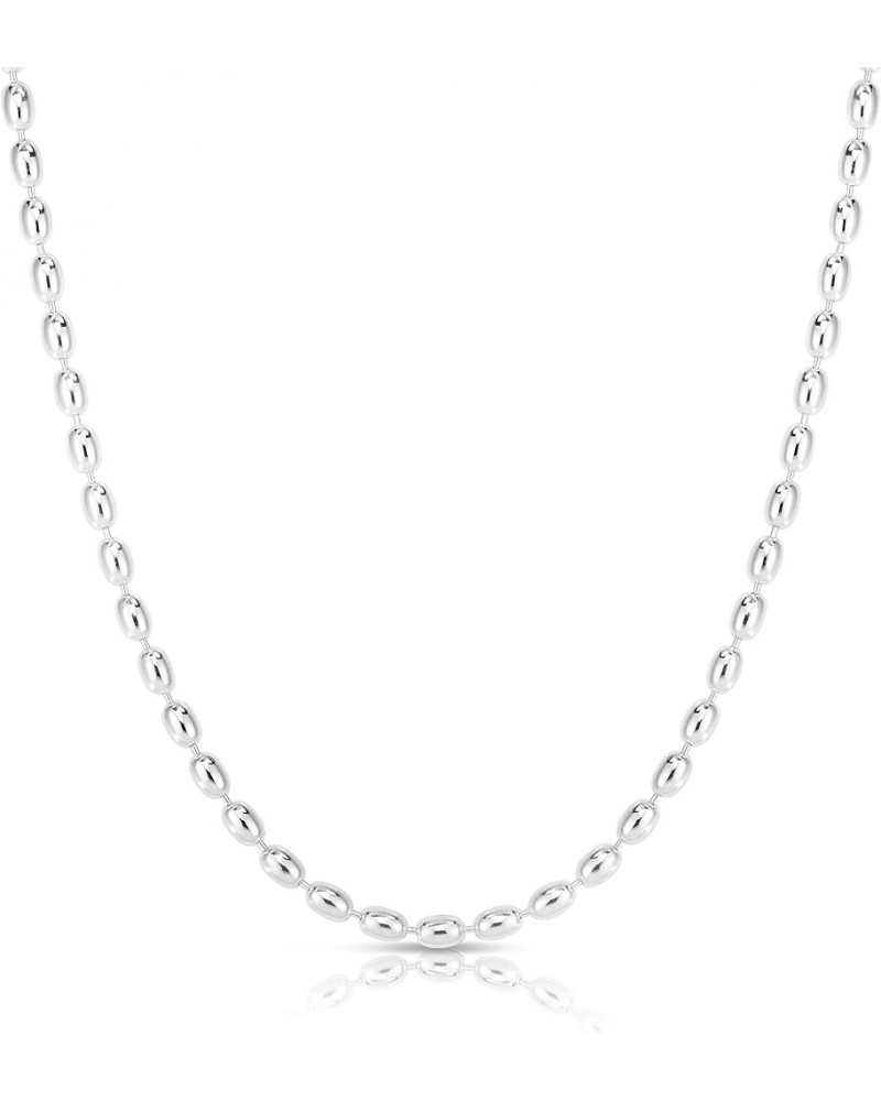 925 Sterling Silver Rice Bead Chain, Silver Oval Bead Chain Necklace, Silver Beaded Chain Necklace. 16 Inches 3MM $11.60 Neck...