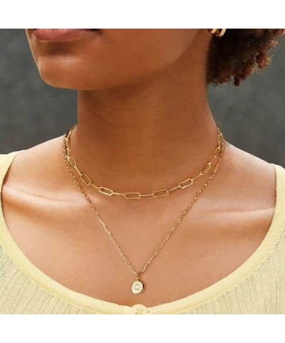 Gold Layered Necklaces for Women Initial Necklaces for Women Paperclip Chain Necklaces 14K Gold Plated Choker Necklace Letter...