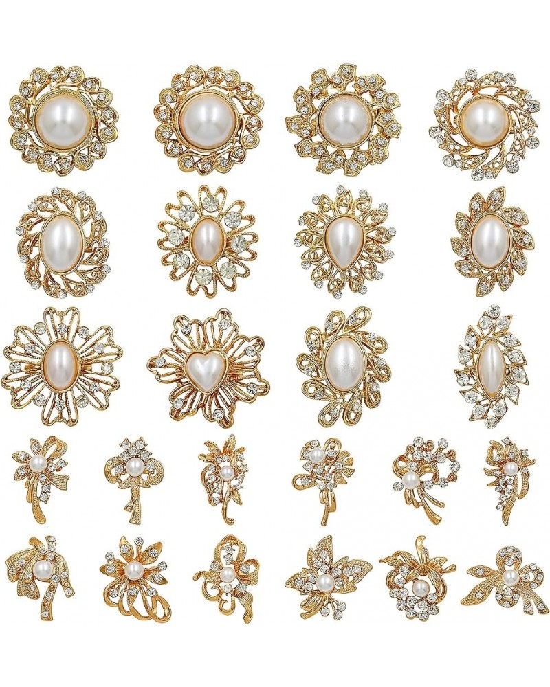 lot 24PCS Wedding Bouquet brooches Kit shiny rhinestone crystal brooch pin set for women girl fashion DIY Decorate art Bridal...