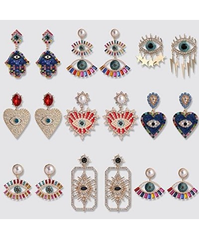 Trendy Ethnic Love Heart Shape Evil Eye Drop Earrings For Women Vintage tement Crystal Dangle Earring Jewelry Gift 53047-WH $...