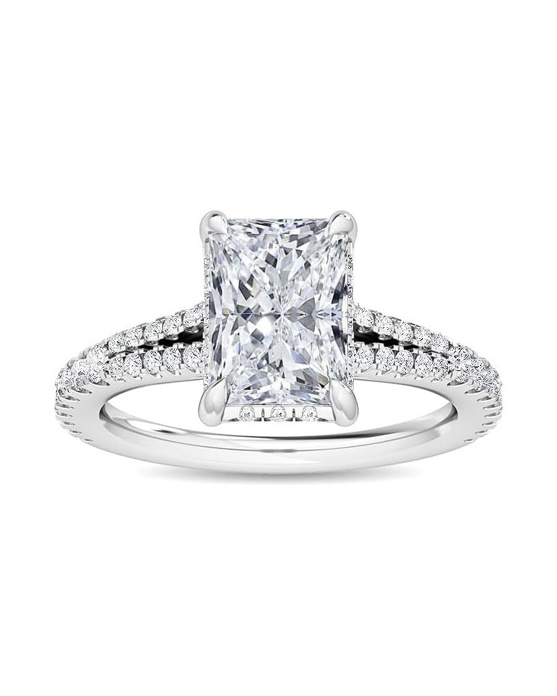 1-5 Carat (ctw) White Gold Radiant,Round Cut LAB GROWN Diamond Hidden Halo Engagement Ring (Color D-E Clarity VS1-VS2) 8.5 Pl...