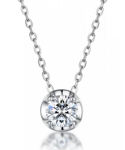 Moissanite Necklace for Women, Sterling Silver Necklace Moissanite Pendant Necklace, Solitaire Moissanite Diamond Promise Nec...