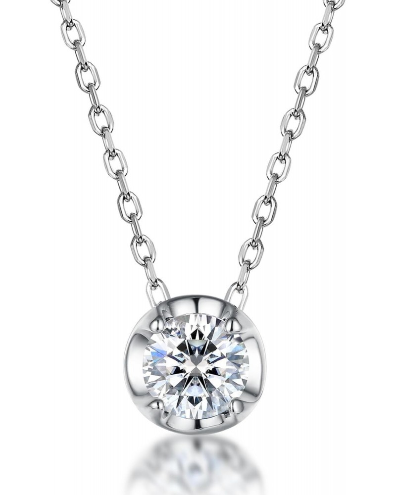 Moissanite Necklace for Women, Sterling Silver Necklace Moissanite Pendant Necklace, Solitaire Moissanite Diamond Promise Nec...