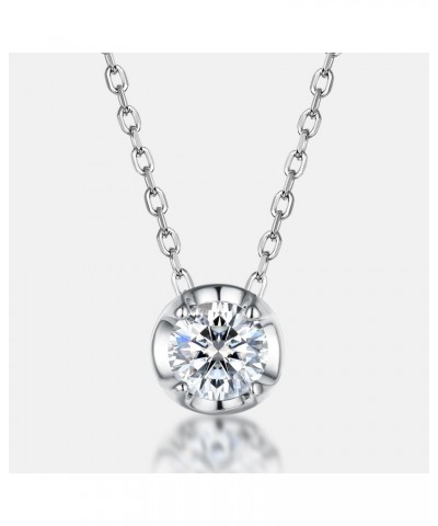 Moissanite Necklace for Women, Sterling Silver Necklace Moissanite Pendant Necklace, Solitaire Moissanite Diamond Promise Nec...