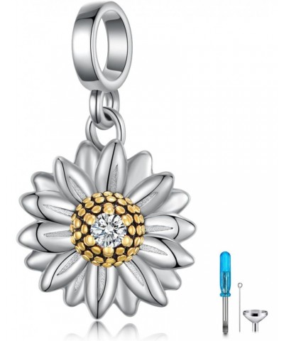 Sunflower Urn Charms 925 Sterling Silver Sunflower Urns Charm for Ashes Cremation Keepsake Ashes Memorial Charms for Women Gi...