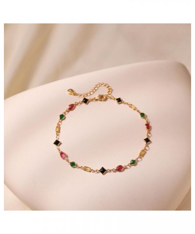 18k Gold Plated Anklet Ankle Bracelets for Women Multi-Shaped Colorful Rhinestones $7.52 Anklets