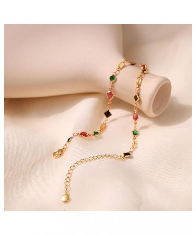 18k Gold Plated Anklet Ankle Bracelets for Women Multi-Shaped Colorful Rhinestones $7.52 Anklets