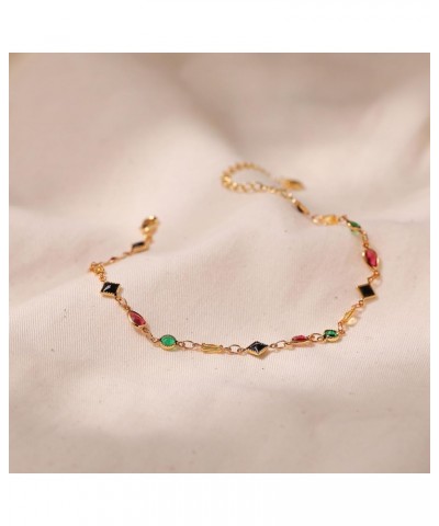 18k Gold Plated Anklet Ankle Bracelets for Women Multi-Shaped Colorful Rhinestones $7.52 Anklets