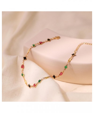 18k Gold Plated Anklet Ankle Bracelets for Women Multi-Shaped Colorful Rhinestones $7.52 Anklets