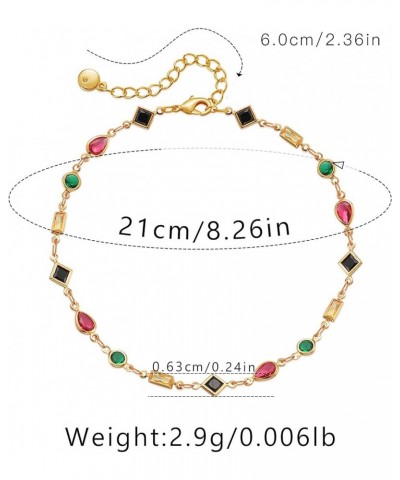 18k Gold Plated Anklet Ankle Bracelets for Women Multi-Shaped Colorful Rhinestones $7.52 Anklets