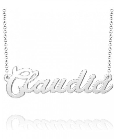 Sterling Silver Pendant Customized Plate Personalized Name Necklace Gift for Women Couple Claudia Silver $10.49 Necklaces