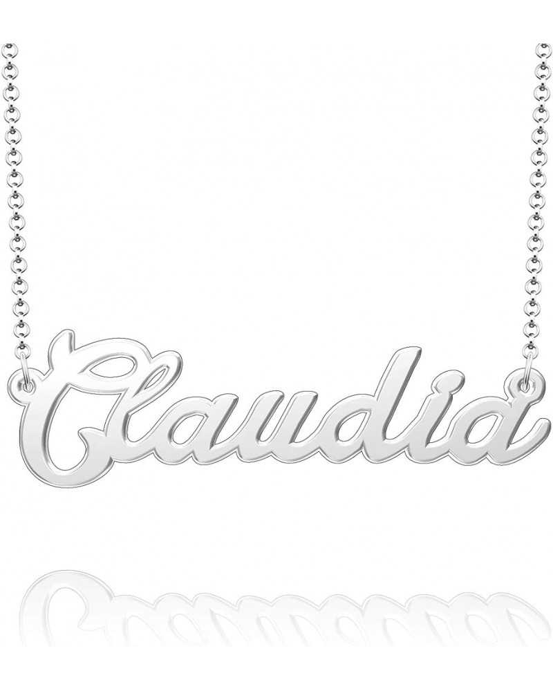 Sterling Silver Pendant Customized Plate Personalized Name Necklace Gift for Women Couple Claudia Silver $10.49 Necklaces