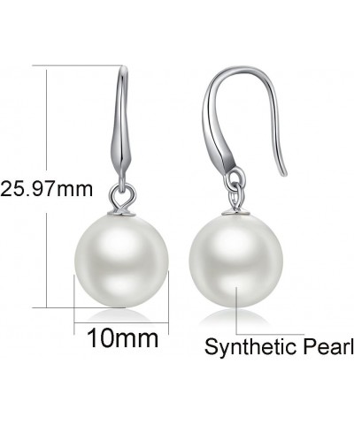 18K White Gold Plated Pearl Diamond Stud Earrings for Women 925 Sterling Silver Pearl Earrings, Fine Jewelry Gift for Women/G...