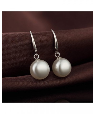 18K White Gold Plated Pearl Diamond Stud Earrings for Women 925 Sterling Silver Pearl Earrings, Fine Jewelry Gift for Women/G...