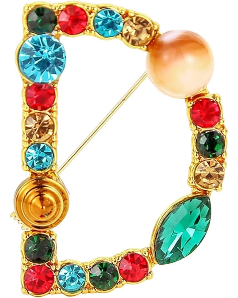 Crystal Script Initial 26 Letter A - Z Brooch Pin Women Men Colored Diamond Turquoise Brooches D $6.23 Brooches & Pins