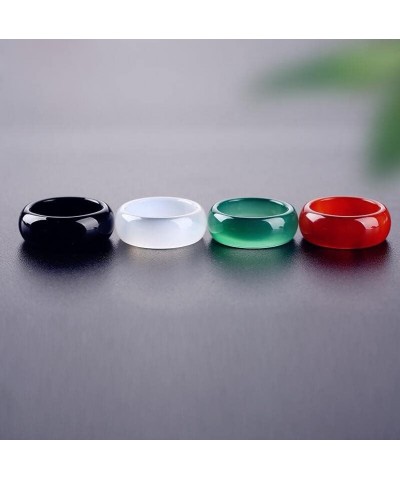 Jade Band Ring for Women Natural Chinese Style Widening Eternity Jade Ring Gift for Mother's Day (Color : White, Size : 9) 8 ...