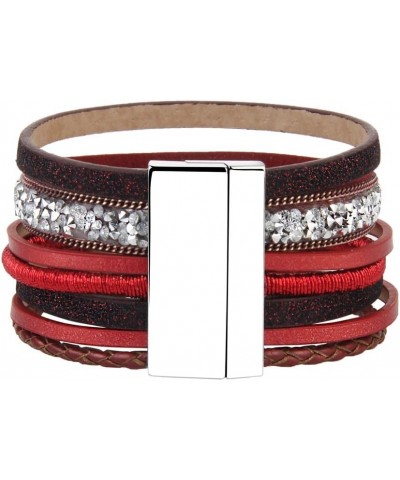 Braided Wrap Bracelet Agate Stone Crystal Leather Cuff Bangle Women Bracelet Red leather bracelet $10.19 Bracelets