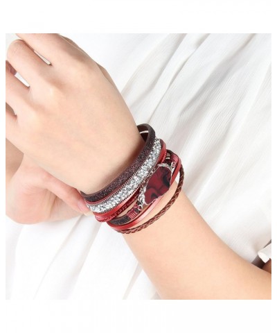 Braided Wrap Bracelet Agate Stone Crystal Leather Cuff Bangle Women Bracelet Red leather bracelet $10.19 Bracelets