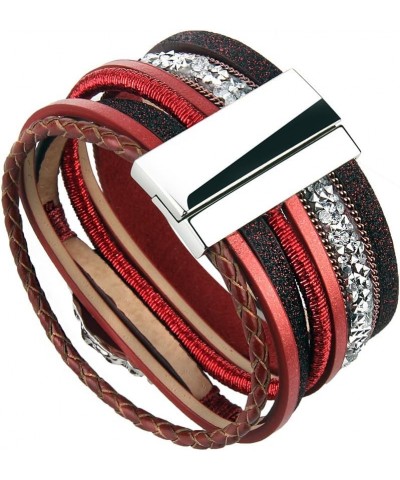 Braided Wrap Bracelet Agate Stone Crystal Leather Cuff Bangle Women Bracelet Red leather bracelet $10.19 Bracelets