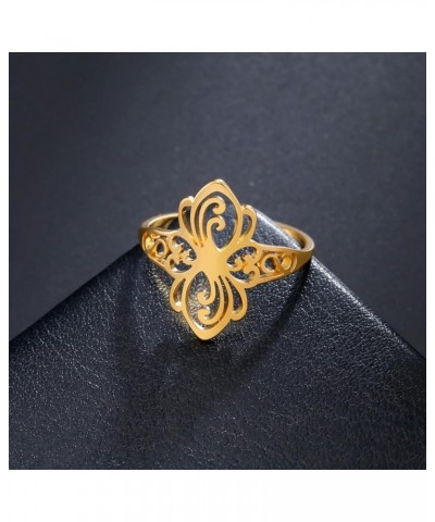 Butterfly Rings Stainless Steel Flying Elves Rings Dragonfly Rings Promise Ring Jewelry Gift for Women Charming Ladies Diamet...