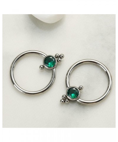 1pc/2pcs Hypoallergenic 16G 8mm/10mm G23 Titanium Captive Bead Ring Round Synthetic Opal/Colorful CZ Nose Rings Septum Hoop R...