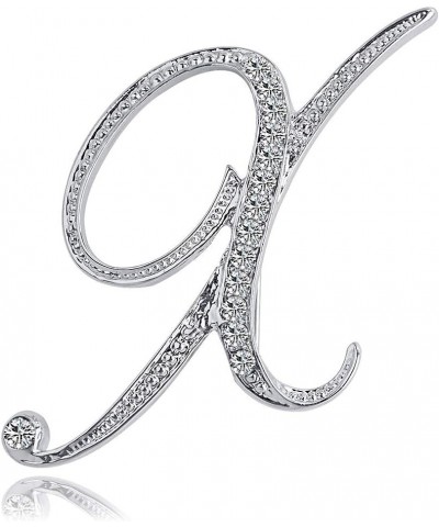 Letter Brooch Pins Initial Rhinestone Brooch for Women Crafts Silvery A-Z SR-X $6.26 Brooches & Pins