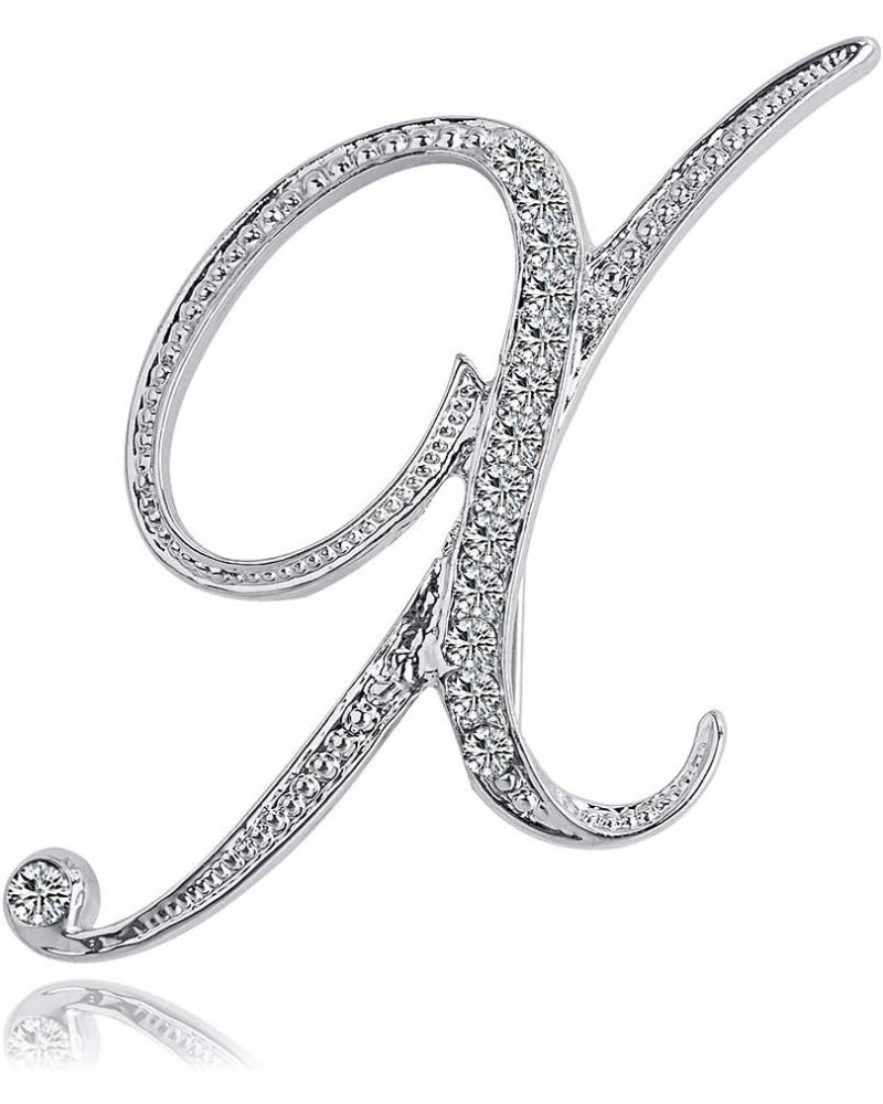 Letter Brooch Pins Initial Rhinestone Brooch for Women Crafts Silvery A-Z SR-X $6.26 Brooches & Pins