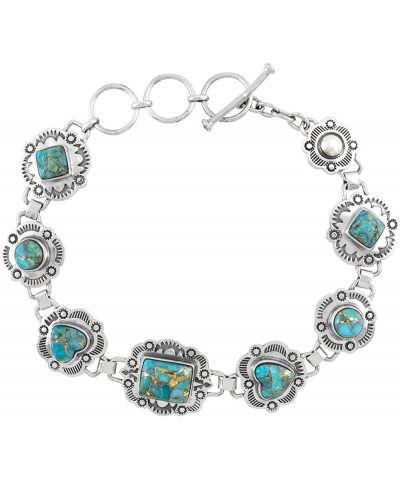 Turquoise Bracelet Sterling Silver 925 Genuine Turquoise Link Bracelet Sky Matrix $43.68 Bracelets